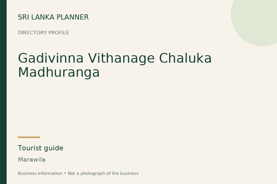 Directory cover for Gadivinna Vithanage Chaluka Madhuranga in Marawila, Sri Lanka