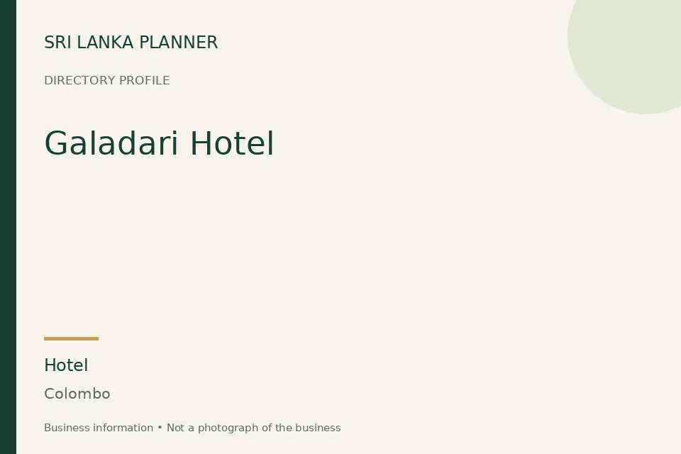Directory cover for Galadari Hotel in Colombo, Sri Lanka