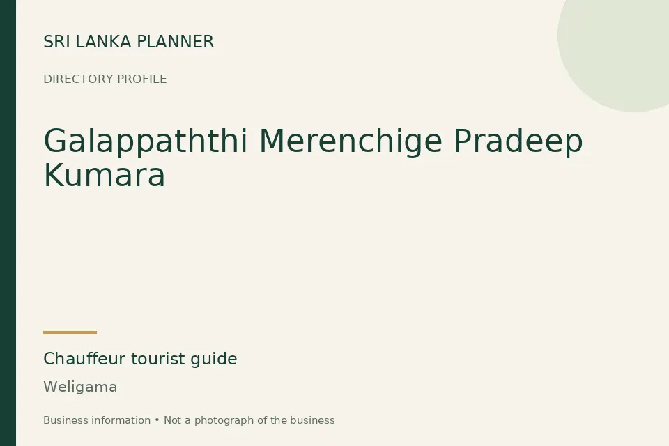 Directory cover for Galappaththi Merenchige Pradeep Kumara in Weligama, Sri Lanka
