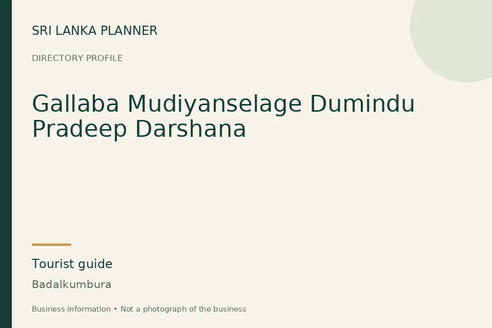 Directory cover for Gallaba Mudiyanselage Dumindu Pradeep Darshana in Badalkumbura, Sri Lanka