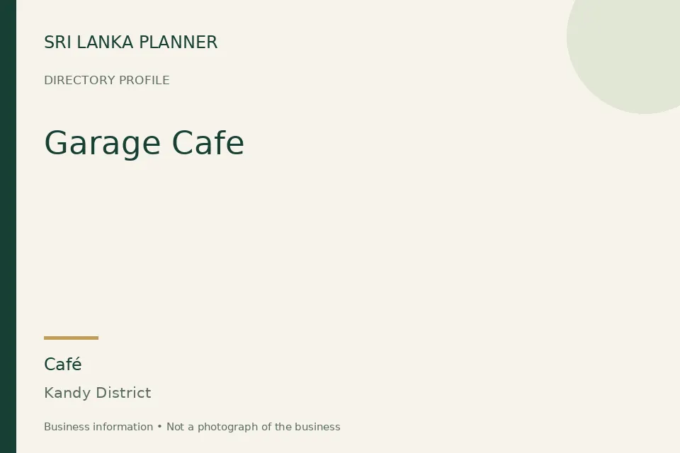 Directory cover for Garage Cafe in Kandy District, Sri Lanka