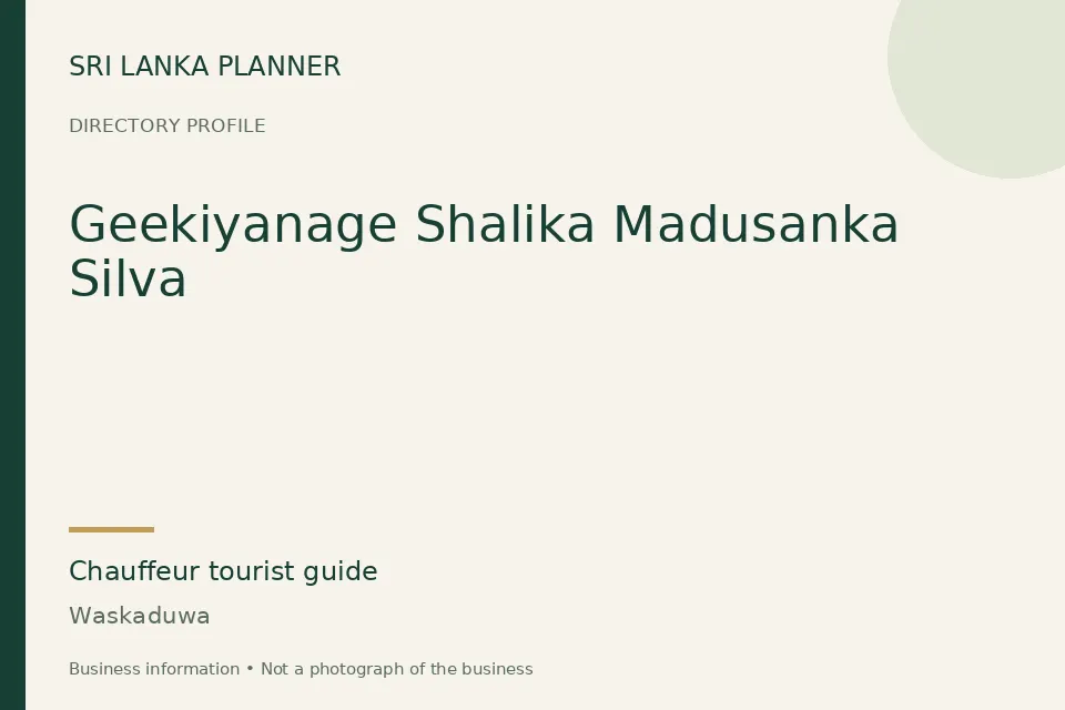 Directory cover for Geekiyanage Shalika Madusanka Silva in Waskaduwa, Sri Lanka