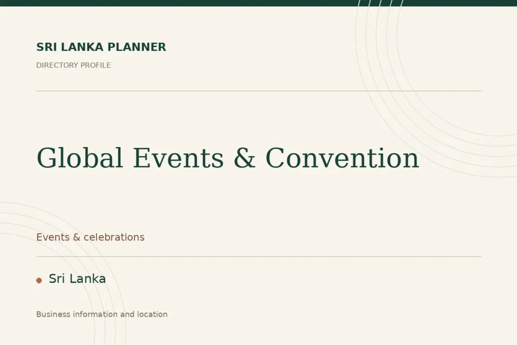 Directory cover for Global Events & Convention in Sri Lanka, showing the business name and category.