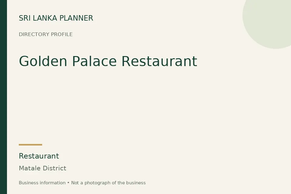 Directory cover for Golden Palace Restaurant in Matale District, Sri Lanka
