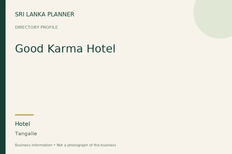 Directory cover for Good Karma Hotel in Tangalle, Sri Lanka