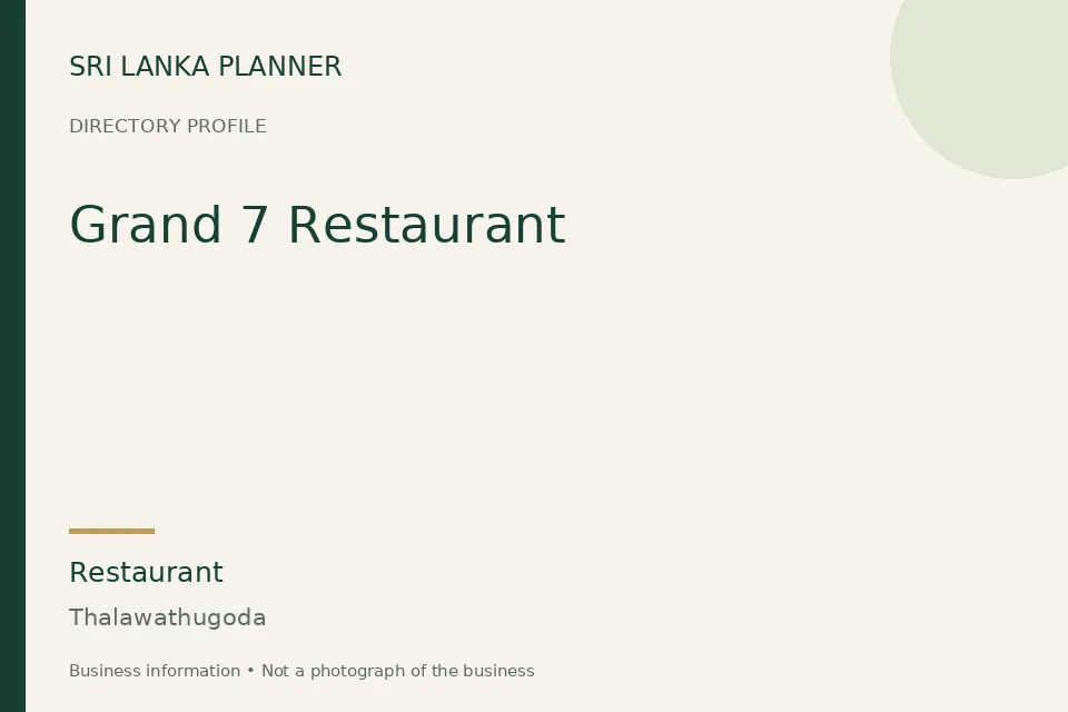 Directory cover for Grand 7 Restaurant in Thalawathugoda, Sri Lanka