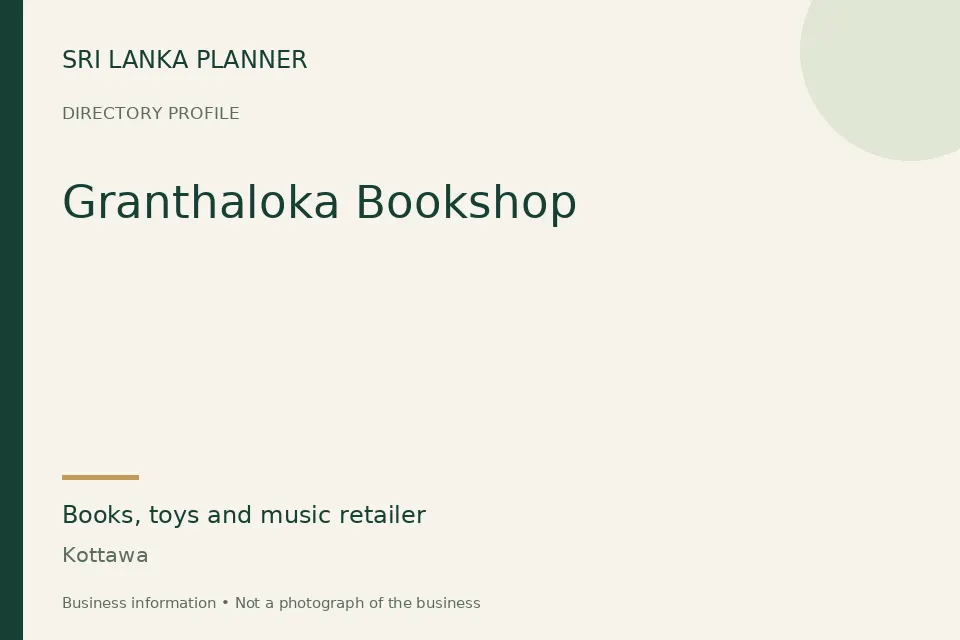 Directory cover for Granthaloka Bookshop in Kottawa, Sri Lanka