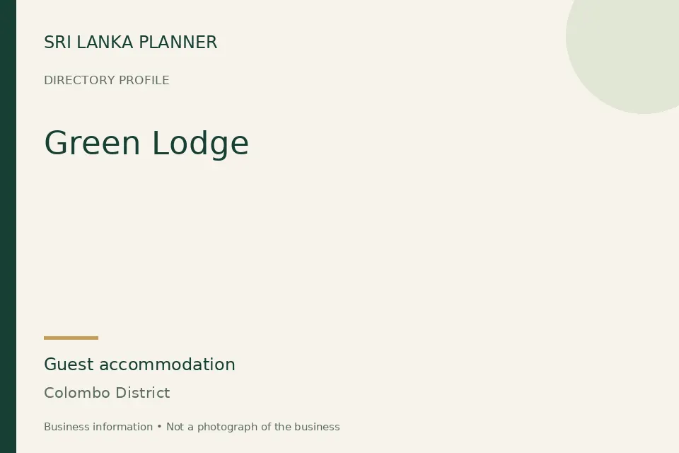 Directory cover for Green Lodge in Colombo District, Sri Lanka