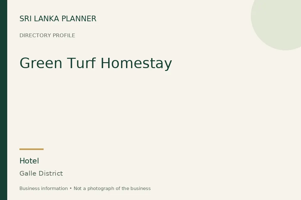 Directory cover for Green Turf Homestay in Galle District, Sri Lanka