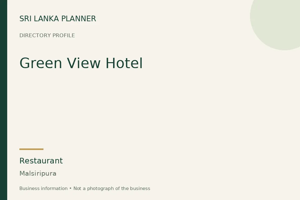 Directory cover for Green View Hotel in Malsiripura, Sri Lanka