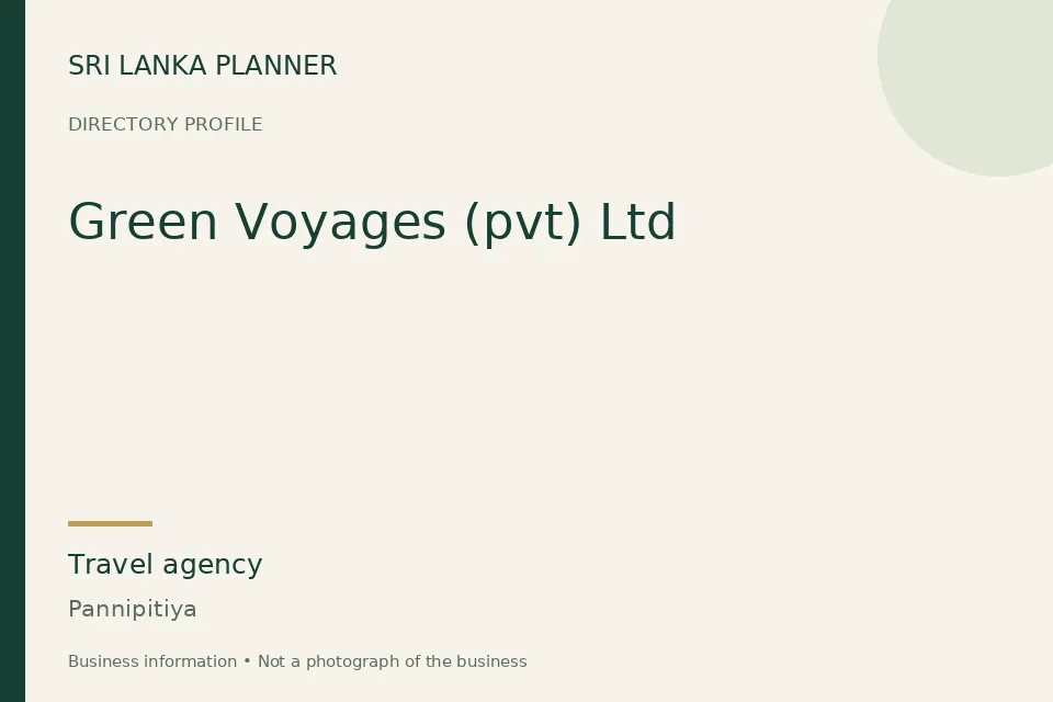 Directory cover for Green Voyages (pvt) Ltd in Pannipitiya, Sri Lanka