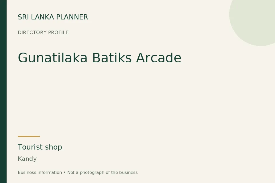 Directory cover for Gunatilaka Batiks Arcade in Kandy, Sri Lanka