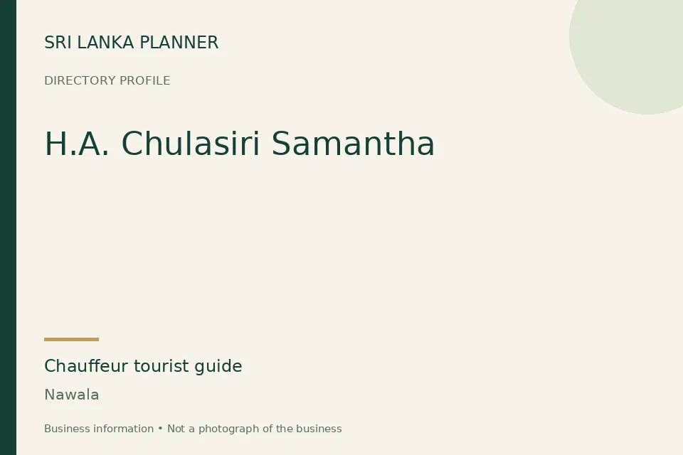 Directory cover for H.A. Chulasiri Samantha in Nawala, Sri Lanka