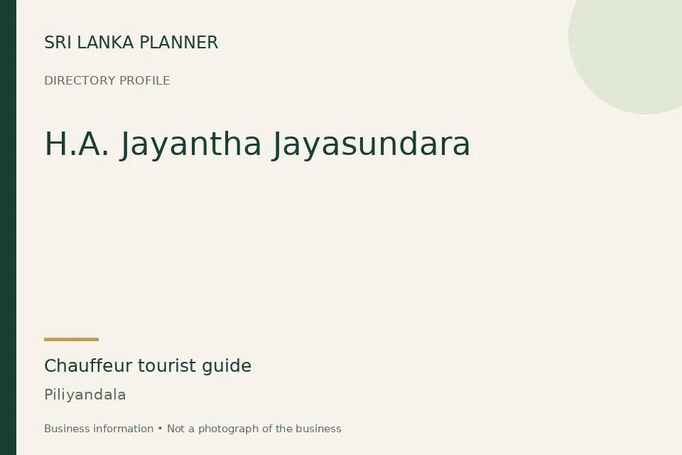 Directory cover for H.A. Jayantha Jayasundara in Piliyandala, Sri Lanka