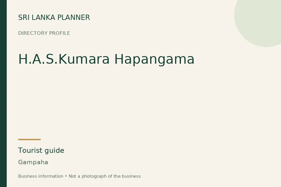 Directory cover for H.A.S.Kumara Hapangama in Gampaha, Sri Lanka