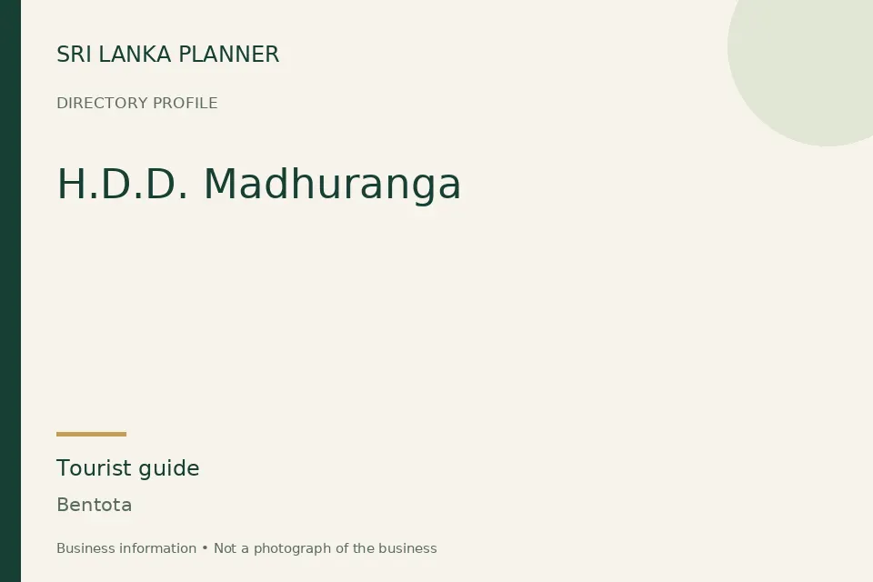 Directory cover for H.D.D. Madhuranga in Bentota, Sri Lanka