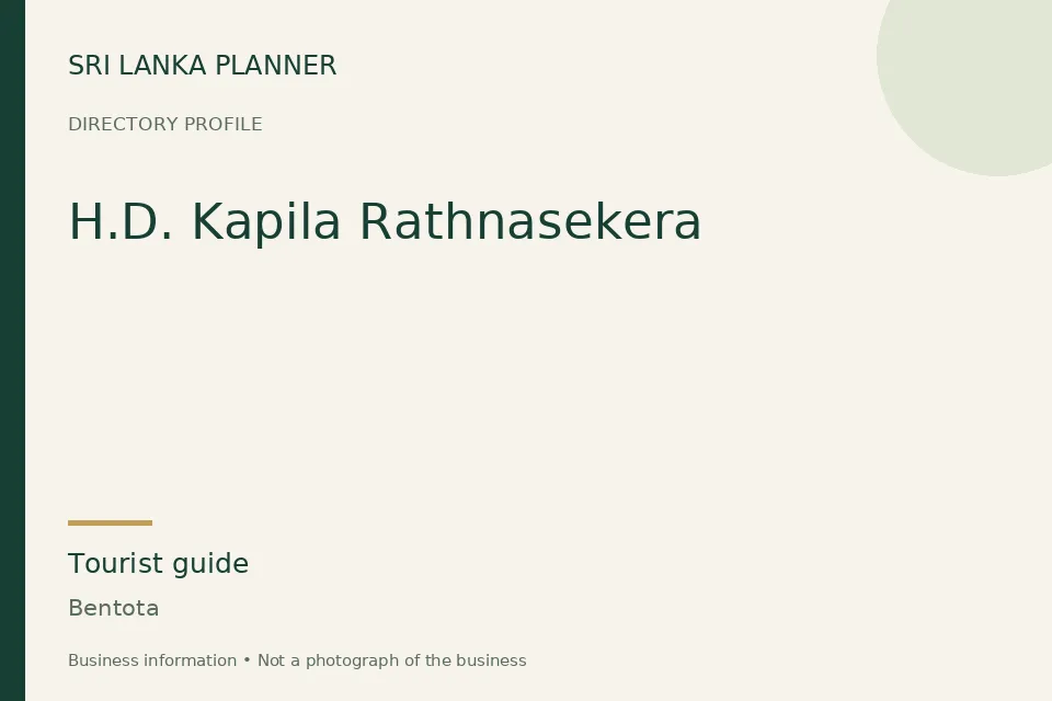 Directory cover for H.D. Kapila Rathnasekera in Bentota, Sri Lanka