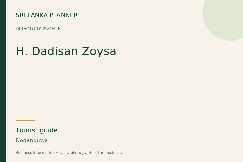 Directory cover for H. Dadisan Zoysa in Dodanduwa, Sri Lanka