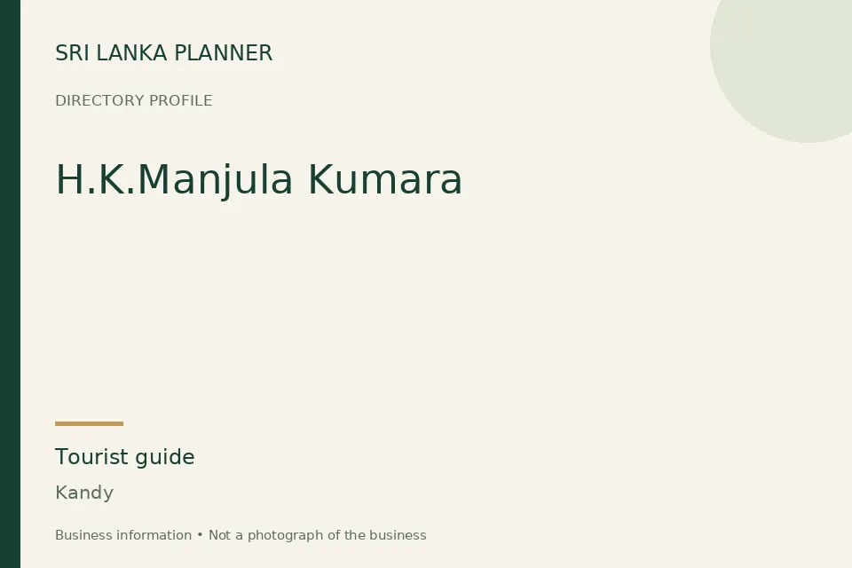 Directory cover for H.K.Manjula Kumara in Kandy, Sri Lanka