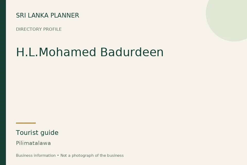 Directory cover for H.L.Mohamed Badurdeen in Pilimatalawa, Sri Lanka