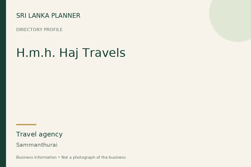 Directory cover for H.m.h. Haj Travels in Sammanthurai, Sri Lanka