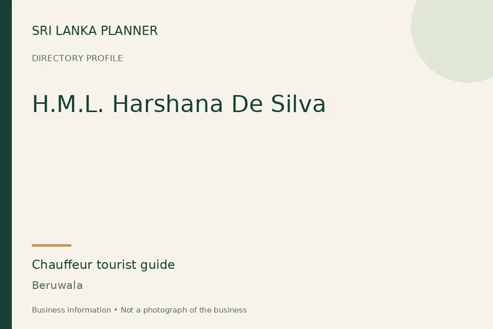 Directory cover for H.M.L. Harshana De Silva in Beruwala, Sri Lanka