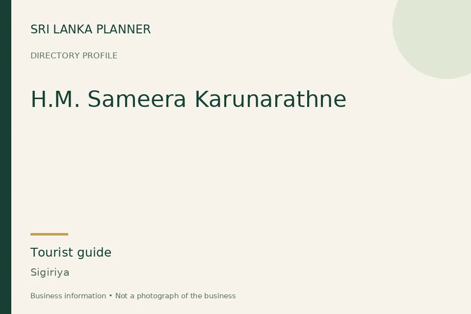 Directory cover for H.M. Sameera Karunarathne in Sigiriya, Sri Lanka