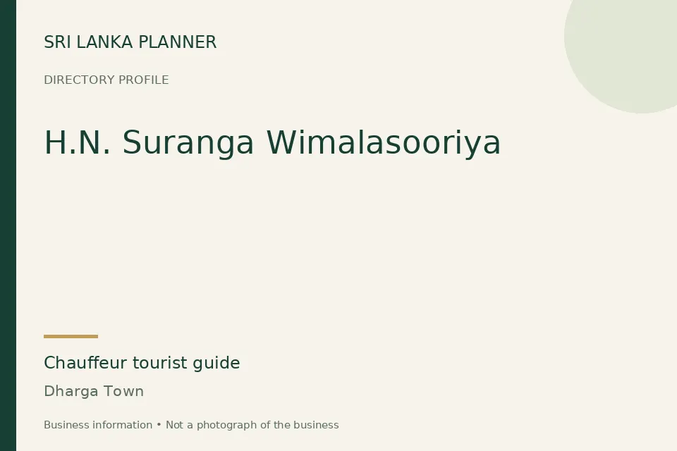 Directory cover for H.N. Suranga Wimalasooriya in Dharga Town, Sri Lanka