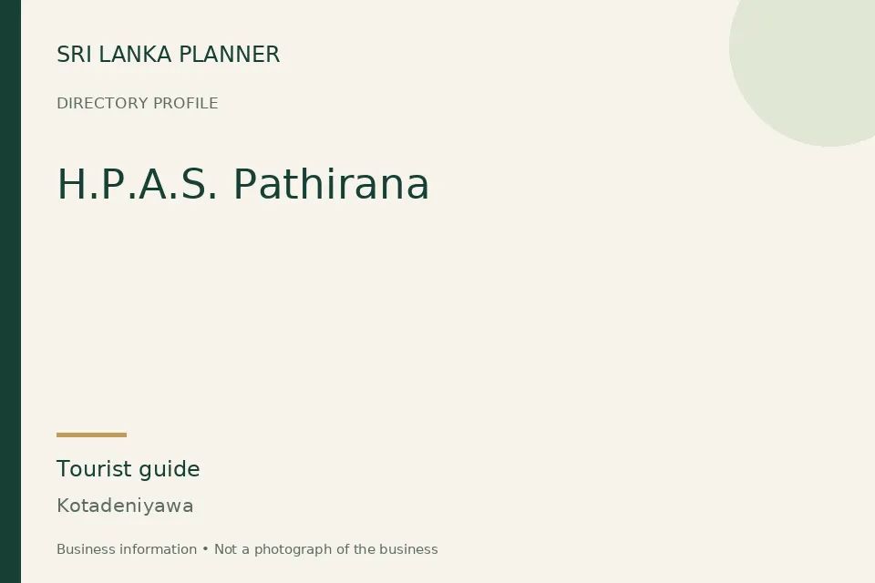 Directory cover for H.P.A.S. Pathirana in Kotadeniyawa, Sri Lanka