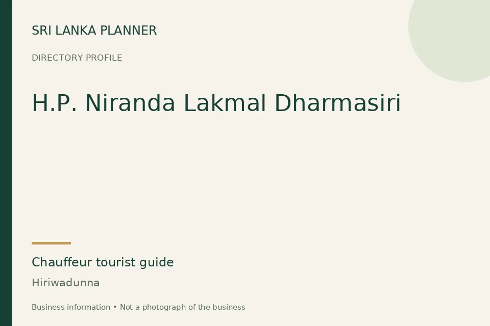 Directory cover for H.P. Niranda Lakmal Dharmasiri in Hiriwadunna, Sri Lanka