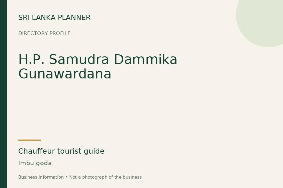 Directory cover for H.P. Samudra Dammika Gunawardana in Imbulgoda, Sri Lanka