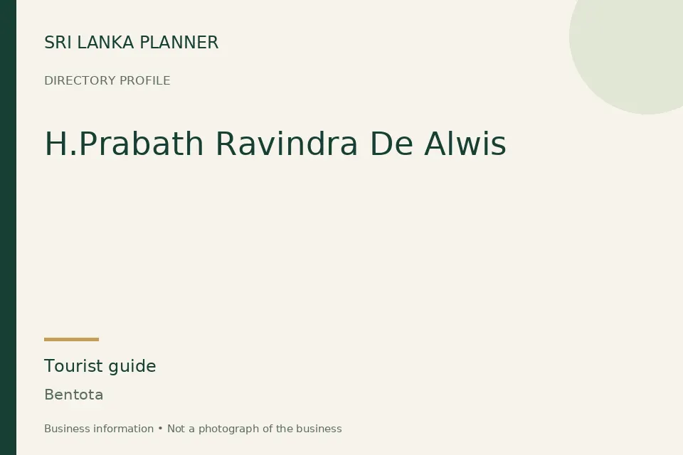 Directory cover for H.Prabath Ravindra De Alwis in Bentota, Sri Lanka
