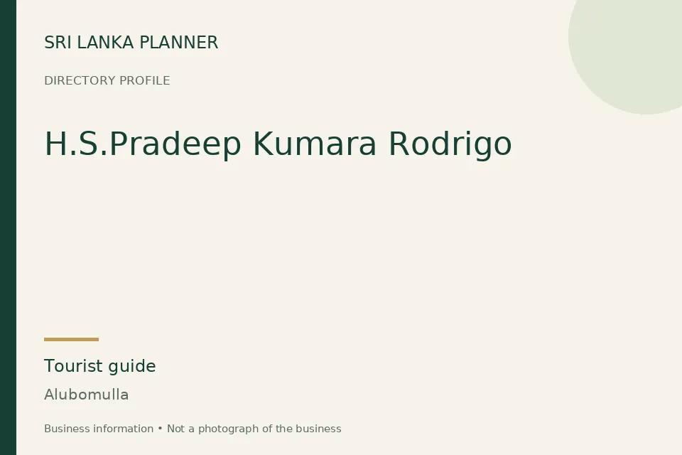 Directory cover for H.S.Pradeep Kumara Rodrigo in Alubomulla, Sri Lanka