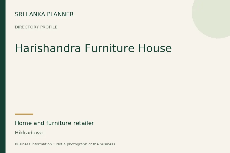 Directory cover for Harishandra Furniture House in Hikkaduwa, Sri Lanka
