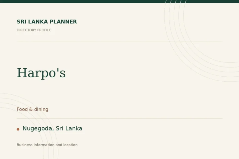 Directory cover for Harpo's in Nugegoda, Sri Lanka, showing the business name and category.