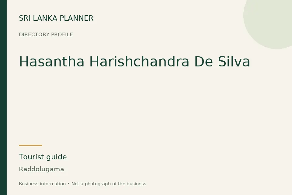 Directory cover for Hasantha Harishchandra De Silva in Raddolugama, Sri Lanka