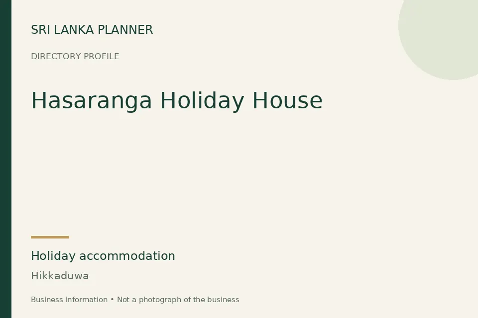 Directory cover for Hasaranga Holiday House in Hikkaduwa, Sri Lanka
