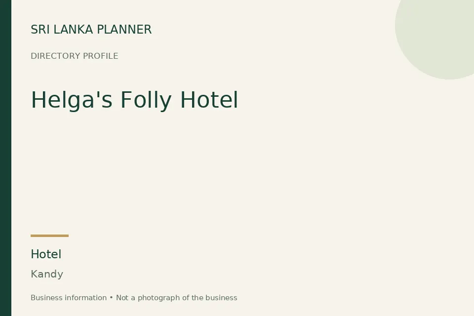 Directory cover for Helga's Folly Hotel in Kandy, Sri Lanka