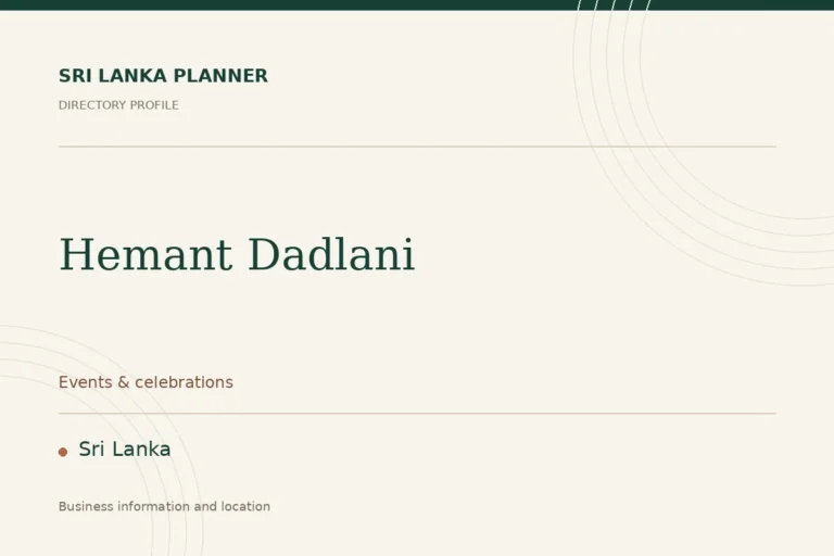 Directory cover for Hemant Dadlani in Sri Lanka, showing the business name and category.