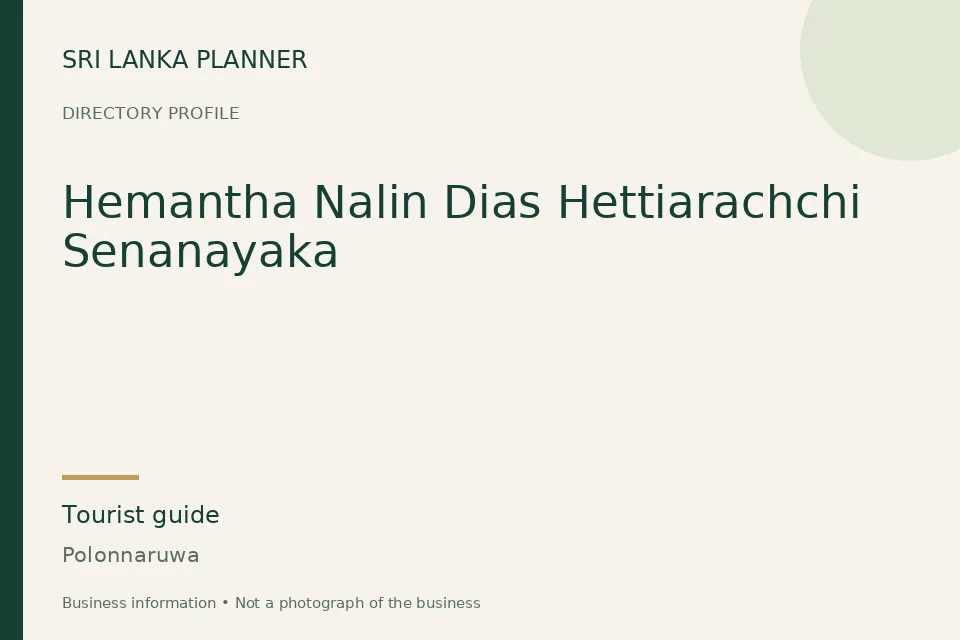 Directory cover for Hemantha Nalin Dias Hettiarachchi Senanayaka in Polonnaruwa, Sri Lanka