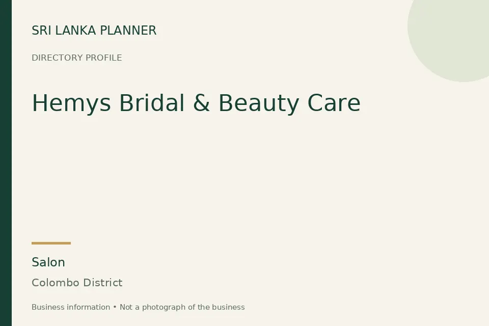 Directory cover for Hemys Bridal & Beauty Care in Colombo District, Sri Lanka