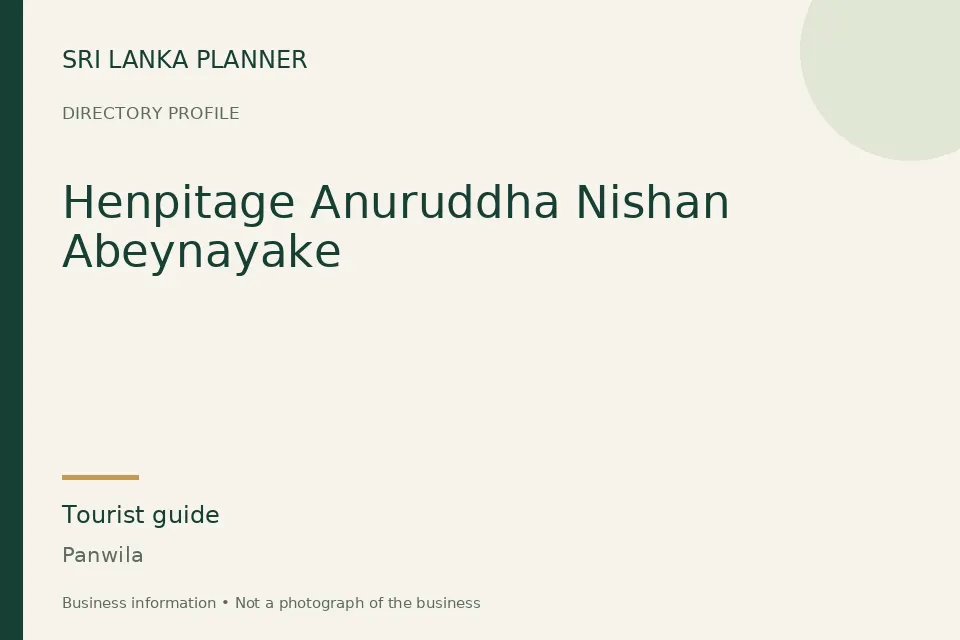 Directory cover for Henpitage Anuruddha Nishan Abeynayake in Panwila, Sri Lanka