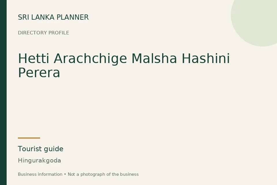 Directory cover for Hetti Arachchige Malsha Hashini Perera in Hingurakgoda, Sri Lanka