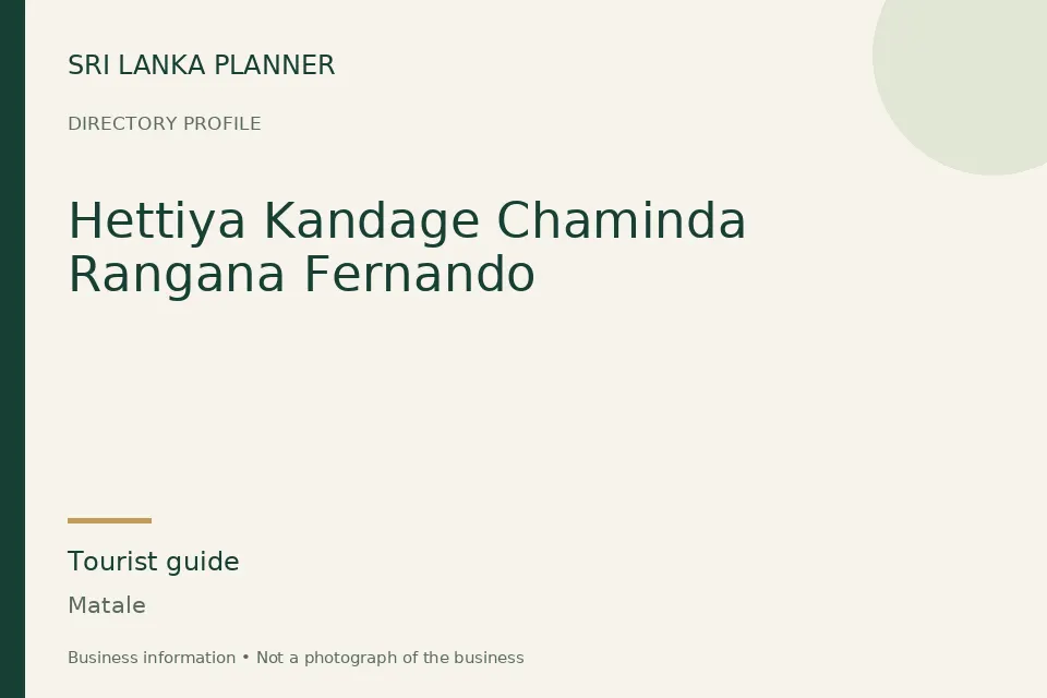 Directory cover for Hettiya Kandage Chaminda Rangana Fernando in Matale, Sri Lanka