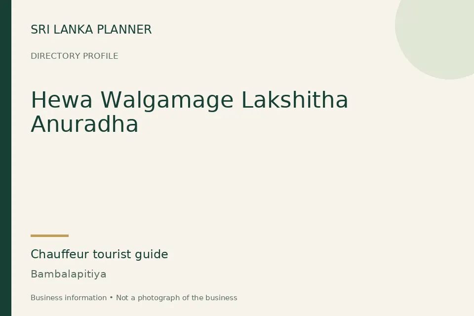 Directory cover for Hewa Walgamage Lakshitha Anuradha in Bambalapitiya, Sri Lanka