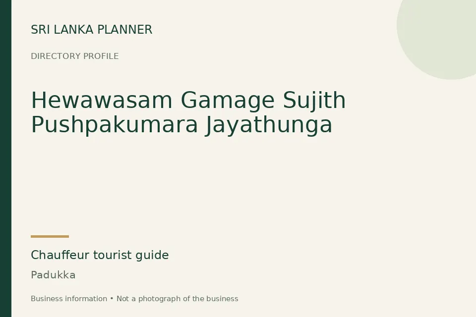 Directory cover for Hewawasam Gamage Sujith Pushpakumara Jayathunga in Padukka, Sri Lanka