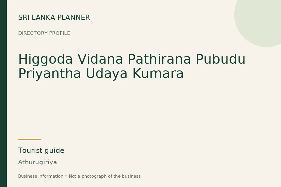 Directory cover for Higgoda Vidana Pathirana Pubudu Priyantha Udaya Kumara in Athurugiriya, Sri Lanka