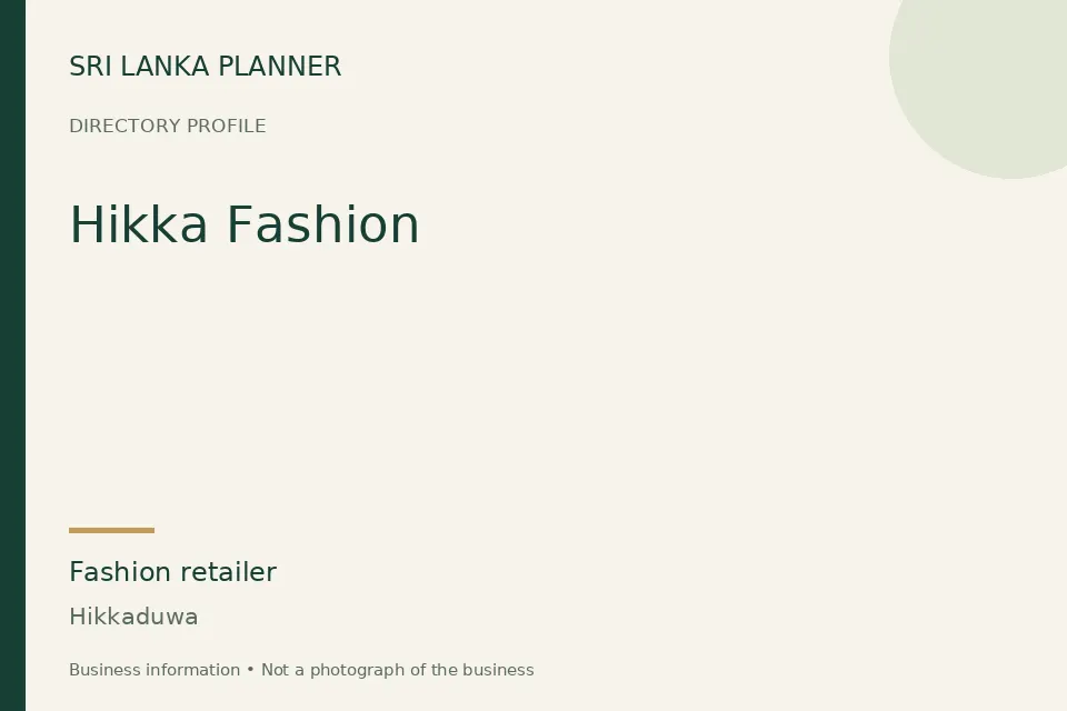 Directory cover for Hikka Fashion in Hikkaduwa, Sri Lanka