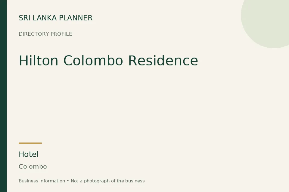 Directory cover for Hilton Colombo Residence in Colombo, Sri Lanka
