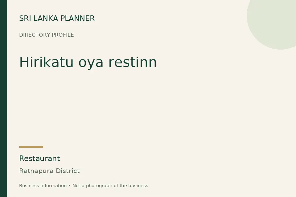 Directory cover for Hirikatu oya restinn in Ratnapura District, Sri Lanka